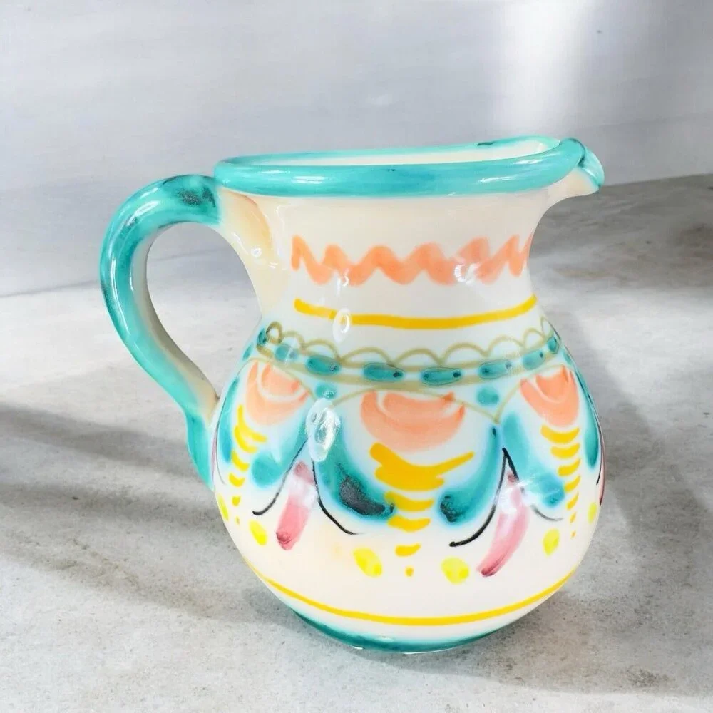 Vintage La Gartera Art Potter Jug Pitcher Toledo‎ Spain signed Pottery Hand Made